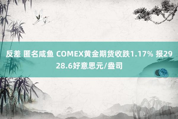 反差 匿名咸鱼 COMEX黄金期货收跌1.17% 报2928.6好意思元/盎司