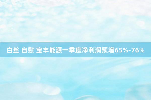 白丝 自慰 宝丰能源一季度净利润预增65%-76%
